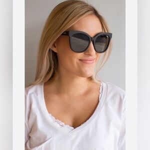 Quay Australia Black Oversized Cat Eye Sunglasses